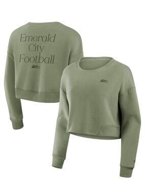 Seattle Seahawks Super Bowl Champs Cropped Sweatshirt Emerald City Green NFL LG